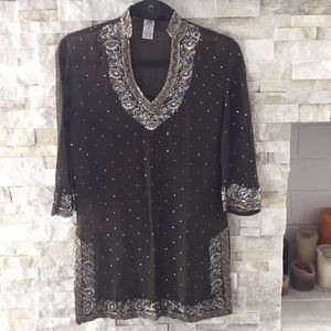 Vintage Lotta Stensson Silk Hand Emb Tunic S